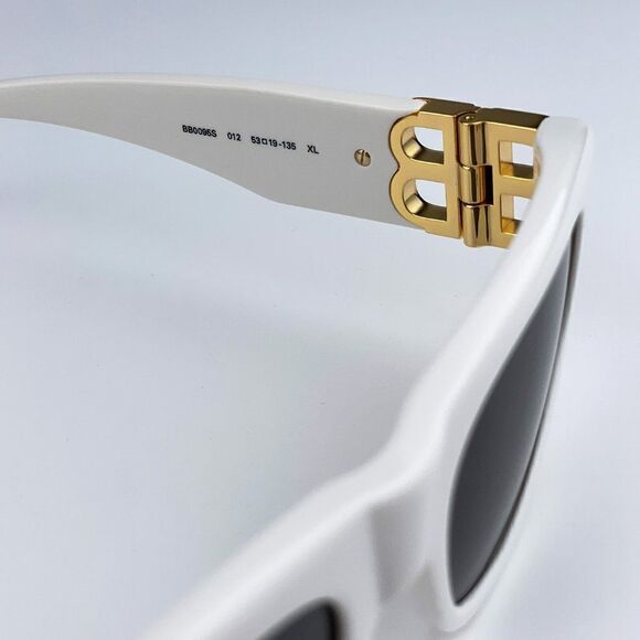 SALE! NEW Balenciaga BB0095S 012 White Gold Logo Grey Cat Eye Unisex Sunglasses main image 10